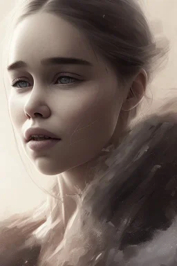 emilia clarke, head and shoulders portrait, head and, 8k resolution concept art portrait by Greg Rutkowski,