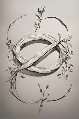 A line drawing of a infinity symbol made out of two C and olive branches