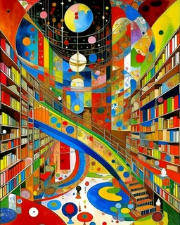 A library filled with magic painted by Wassily Kandinsky