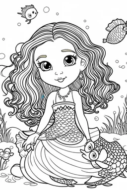 Litlle black girl mermaid coloring page | @Azamd
