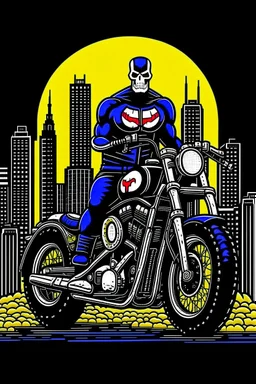 punisher sku;; city motorbike in the style of Hiroshi Nagai