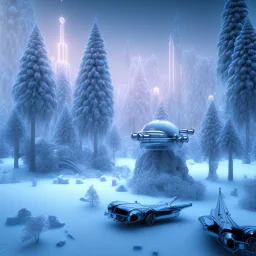 winter landscape, bells, ice, dreamy, science fiction