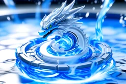 Ice Dragoon: A white and blue Beyblade with dragon designs on the spinning top. Its special move is Ice Blast, which creates a blinding ice attack.