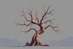 Concept art of an alien dead tree, no background, low poly, retro graphics