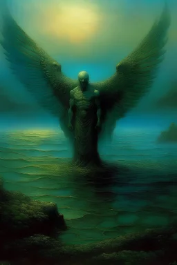 an angel emerged from the sea by Zdzilaw Beksinski