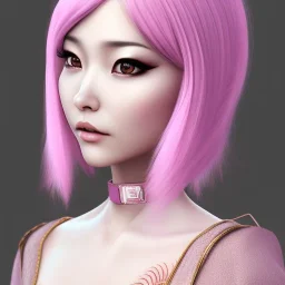 highly detailed, Asian woman, pink short hair. rabbit mask, latex suit,