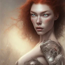 mix stoya michaela coel ginger, freckles, red hair, muscular by gerald brom luis royo