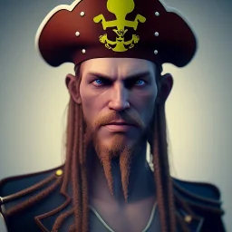 Portrait of Pirate,hyperultrarealistic, unreal engine 5, octane render, studio lighting