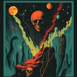 Visual necromancy, the horror in deep space, by Boris Groh, inspired by the nightmare art of Dan Mahurin, by Wassily Kandinsky, gnostic hydraulic tragedy, sinister,