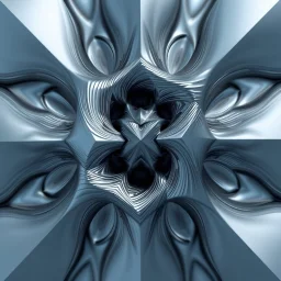 2d structures recursive made of a metallic random color ribon thick fractat of and geometry objects ,blue gray tema background