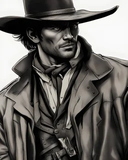 dark gunslinger cowboy wearing a coat