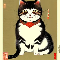 Ukiyo-e Style ,cute cat