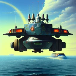 Chris foss painting of an Armored hovercraft