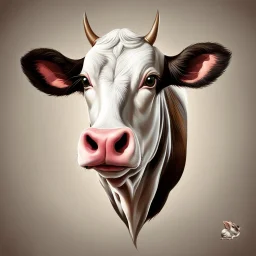 Cow with rat ears and tail caricature art