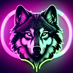 wolf face glowing neon