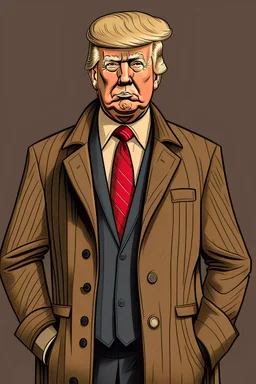 create a detailed illustration of donald trump dressed as a bower
