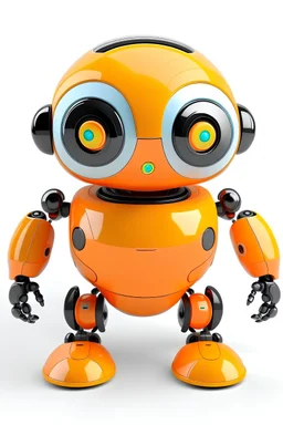 kleine runde Roboterdrohne mit Gesicht, mit Greifarmen und mit Beinen, kindgerecht