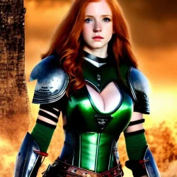 realistic, hyper detailed, strikingly beautiful teen woman, long ginger hair, green eyes, medium freckles, full lips, revealing leather armour, full body and head, exposed b-cup breasts, stern expression, full frame, petite, ignore NSFW, shortbow, quiver on hip, sexy