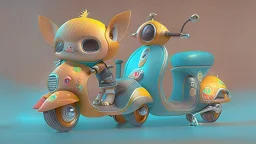 Concept art Small cute toy moto, piaggio vespa, art by freakyfir, hakira toriyama, octane render, hyper detailed, cinematic lighting, digital illustration