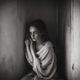 She sat alone in the corner, her eyes filled with unshed tears. Her shoulders slumped, her face devoid of any expression. The room felt heavy with her sadness, a palpable weight that seemed to suffocate all who came near. She exuded an aura of melancholy, a sorrow that seemed to seep into the very walls around her.