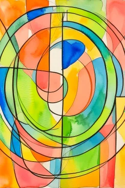 Abstract watercolour in the style of Barbara Hepworth