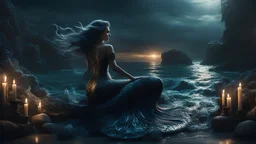 (dark magic), (grim), mermaid, (intricate details), (hyperdetailed), 8k hdr, high detailed, lot of details, high quality, soft cinematic light, dramatic atmosphere, atmospheric perspective