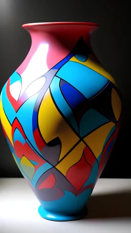 A different and beautiful vase painted with different shapes