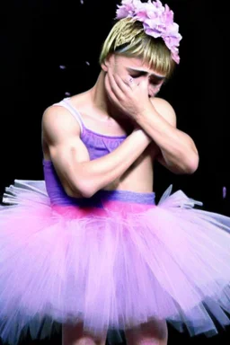 justin bieber crying and wearing a tutu