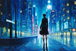 Night, City, sci-fi, future, claude monet impressionism paintings