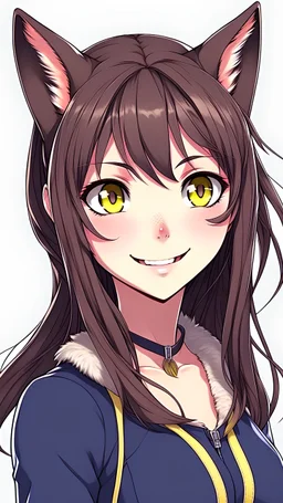 animated cat woman anime girl smiling