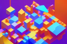 3D colorful geometric installation, simplistic, studio lighting, C4D, 16k, Behance, Artstation, centered, top down camera, vibrant