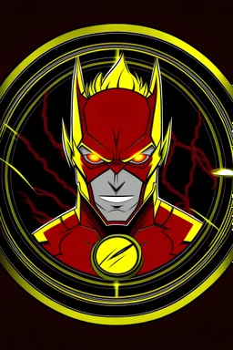 reverse flash lightning logo animated inside a medalion