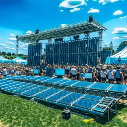 solar panels in a music festival