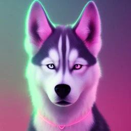 Husky, neon pink eyes, 8K, cinematic lighting, sharp focus, masterpiece, expert