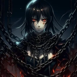 dark anime sadvampire with a chains