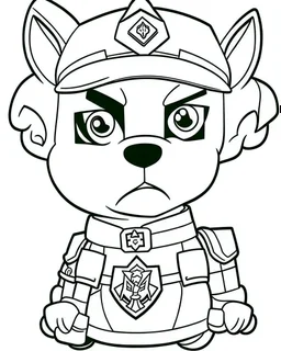 outline art for Paw Patrol coloring page, Japanese manga style, cartoon style, cute face, white background sketch style, full body is a must, only use outline, clean line art, no shadow, bold outline