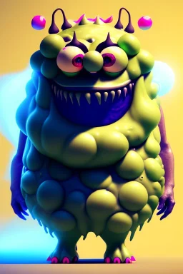 Big ice cream monster, smile, happy, gradient color fog. highly detailed, concept art, unreal engine 5, ray tracing, RTX, lumen lighting, ultra detail, volumetric lighting, 3d, finely drawn, high definition, high resolution.