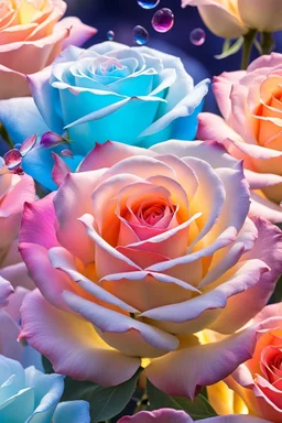 Trés belles roses, rainbows, beautiful colors gardens , flowers, cascades