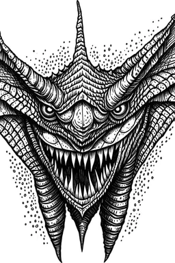 Moth / shark hybrid demon in the style of Berserk manga. B/w.