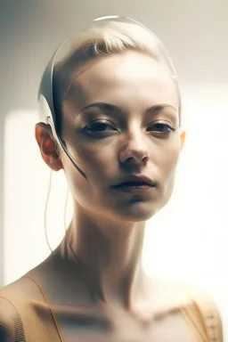 Portrait, woman, no air, creamy colors, futuristic, no hair