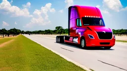 A Tesla semi-truck is racing at top speed, across 'Chichen Itza', in Mexico. CINEMATIC. WIDE ANGLE LENS.