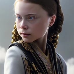  Greta Thunberg Detailed sad anime Kunoichi upset man, intricate details, full body portrait, keep head in frame, slight, black Japanese motif, concept art, highly detailed, digital painting, concept art, sharp focus, illustration, art by Yoji Shinkawa, WLOP and greg rutkowski and alphonse mucha and artgerm and yanjun Chen and Junji ito and Makoto Shinkai, HDR, octane render