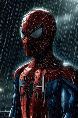 Spiderman with rain around