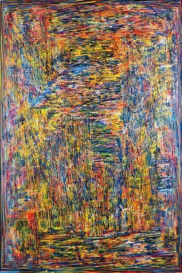 Energetic lines; a painting with an admixture of Paul Klee and Hundertwasser