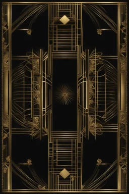 gold art deco book border, delicately designed on a black background