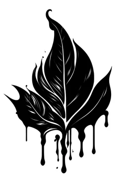 black tobacco leaf dripping ooil logo on white background