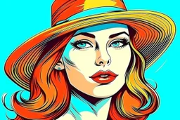 beautiful woman in hat in pop art style vector