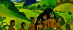 A clan on the mountains painted by Paul Gauguin