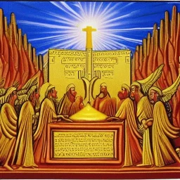 ark of the covenant, receiving the ten commandments, holy, sacred, God descending, men and women receiving The Word