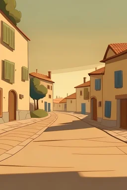 animation empty street of a village
